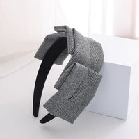 HKM-283091 Striped Flannel Headband for Women - Non-Slip Fabric Hairpin in Red, Grey, and Beige