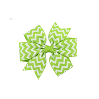 HKM-429971 Handmade V-Ribbed Striped Bow Duckbill Hair Clip for Kids