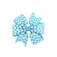 HKM-429971 Handmade V-Ribbed Striped Bow Duckbill Hair Clip for Kids