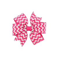HKM-429971 Handmade V-Ribbed Striped Bow Duckbill Hair Clip for Kids
