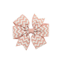 HKM-429971 Handmade V-Ribbed Striped Bow Duckbill Hair Clip for Kids