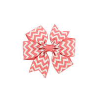 HKM-429971 Handmade V-Ribbed Striped Bow Duckbill Hair Clip for Kids