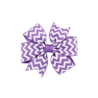 HKM-429971 Handmade V-Ribbed Striped Bow Duckbill Hair Clip for Kids