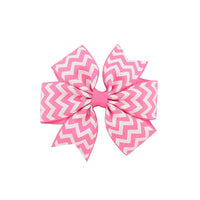 HKM-429971 Handmade V-Ribbed Striped Bow Duckbill Hair Clip for Kids