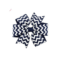 HKM-429971 Handmade V-Ribbed Striped Bow Duckbill Hair Clip for Kids