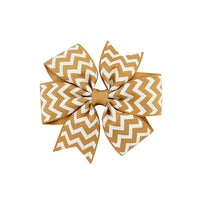 HKM-429971 Handmade V-Ribbed Striped Bow Duckbill Hair Clip for Kids