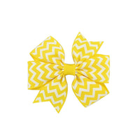 HKM-429971 Handmade V-Ribbed Striped Bow Duckbill Hair Clip for Kids