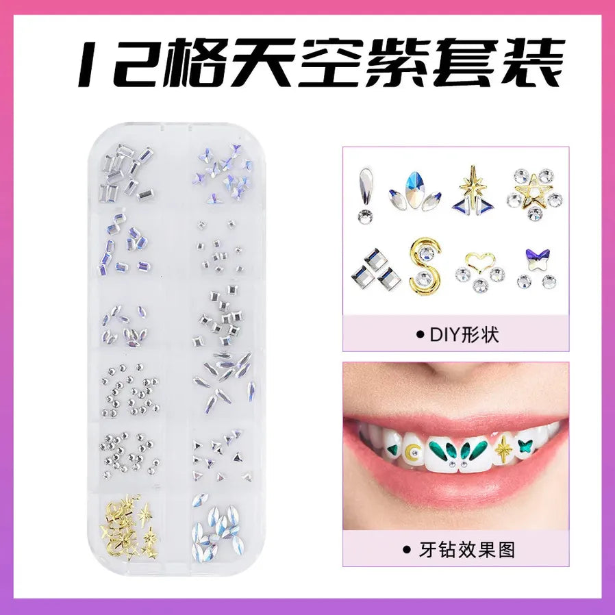 JMT-089866 3D Crystal Diamond Tooth Gem Kit for Custom Teeth Jewelry - Various Shapes and Colors
