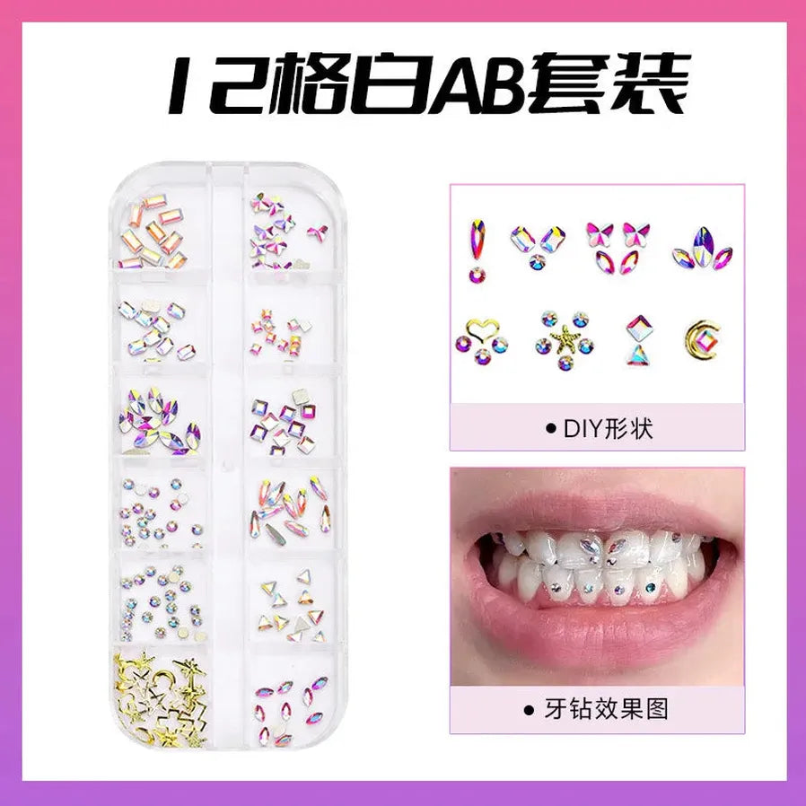 JMT-089866 3D Crystal Diamond Tooth Gem Kit for Custom Teeth Jewelry - Various Shapes and Colors