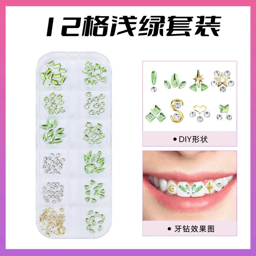 JMT-089866 3D Crystal Diamond Tooth Gem Kit for Custom Teeth Jewelry - Various Shapes and Colors