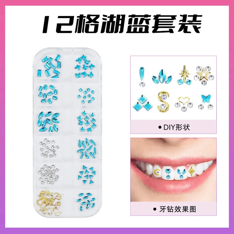 JMT-089866 3D Crystal Diamond Tooth Gem Kit for Custom Teeth Jewelry - Various Shapes and Colors