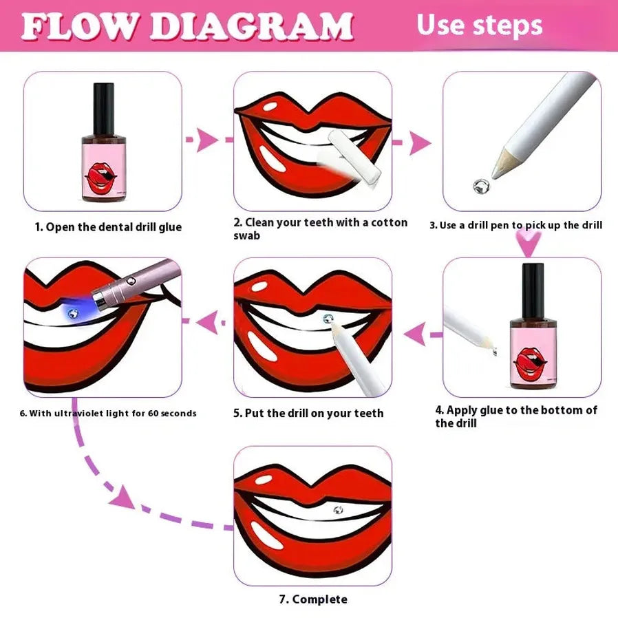 JMT-089866 3D Crystal Diamond Tooth Gem Kit for Custom Teeth Jewelry - Various Shapes and Colors