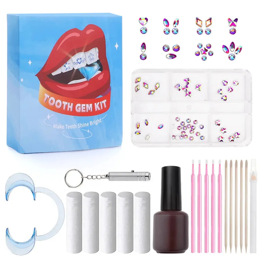 JMT-089866 3D Crystal Diamond Tooth Gem Kit for Custom Teeth Jewelry - Various Shapes and Colors