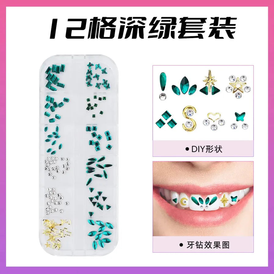 JMT-089866 3D Crystal Diamond Tooth Gem Kit for Custom Teeth Jewelry - Various Shapes and Colors