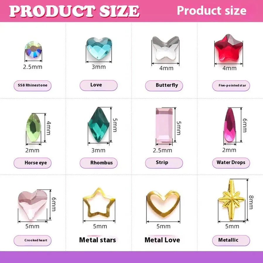 JMT-089866 3D Crystal Diamond Tooth Gem Kit for Custom Teeth Jewelry - Various Shapes and Colors