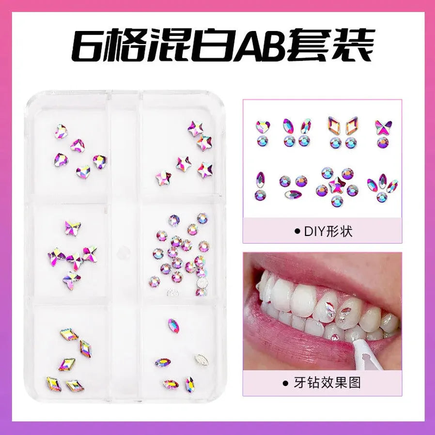 JMT-089866 3D Crystal Diamond Tooth Gem Kit for Custom Teeth Jewelry - Various Shapes and Colors