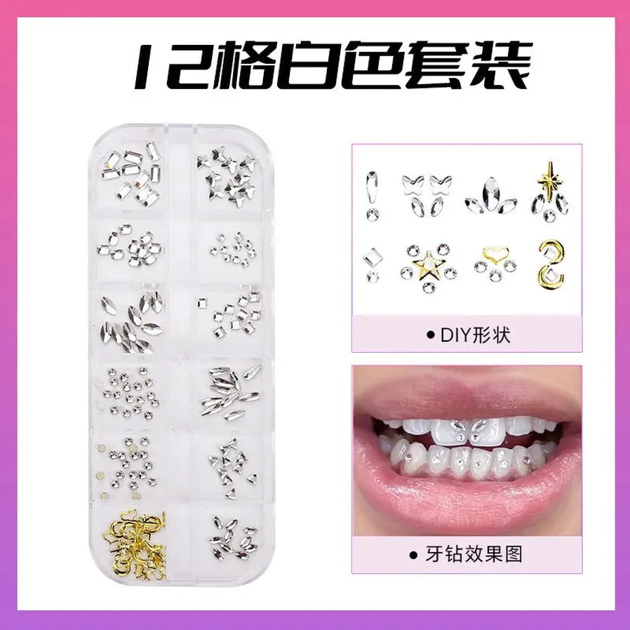 JMT-089866 3D Crystal Diamond Tooth Gem Kit for Custom Teeth Jewelry - Various Shapes and Colors