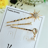 HKM-544083 Elegant Three-Piece Flower Hairclip Set in Alloy for Women