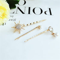 HKM-544083 Elegant Three-Piece Flower Hairclip Set in Alloy for Women