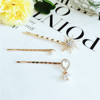 HKM-544083 Elegant Three-Piece Flower Hairclip Set in Alloy for Women