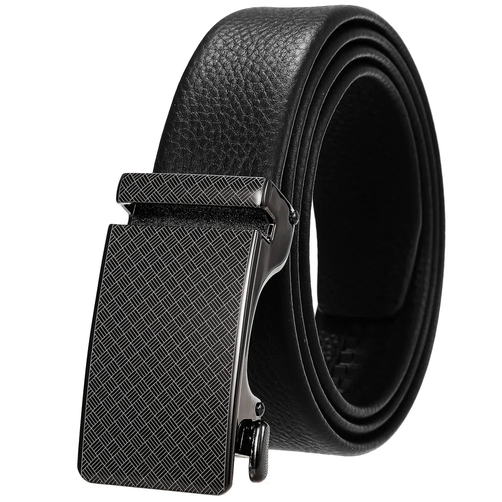 HKM-323731 Genuine Leather Automatic Buckle Belt for Men in Black and Brown