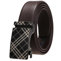 HKM-323731 Genuine Leather Automatic Buckle Belt for Men in Black and Brown