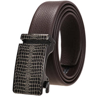 HKM-323731 Genuine Leather Automatic Buckle Belt for Men in Black and Brown