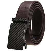 HKM-323731 Genuine Leather Automatic Buckle Belt for Men in Black and Brown