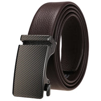 HKM-323731 Genuine Leather Automatic Buckle Belt for Men in Black and Brown