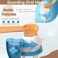 HKM-727507 360-Degree Silicone Dog and Cat Toothbrush with Tongue Cleaner and Storage Cup for Effective Dental Care