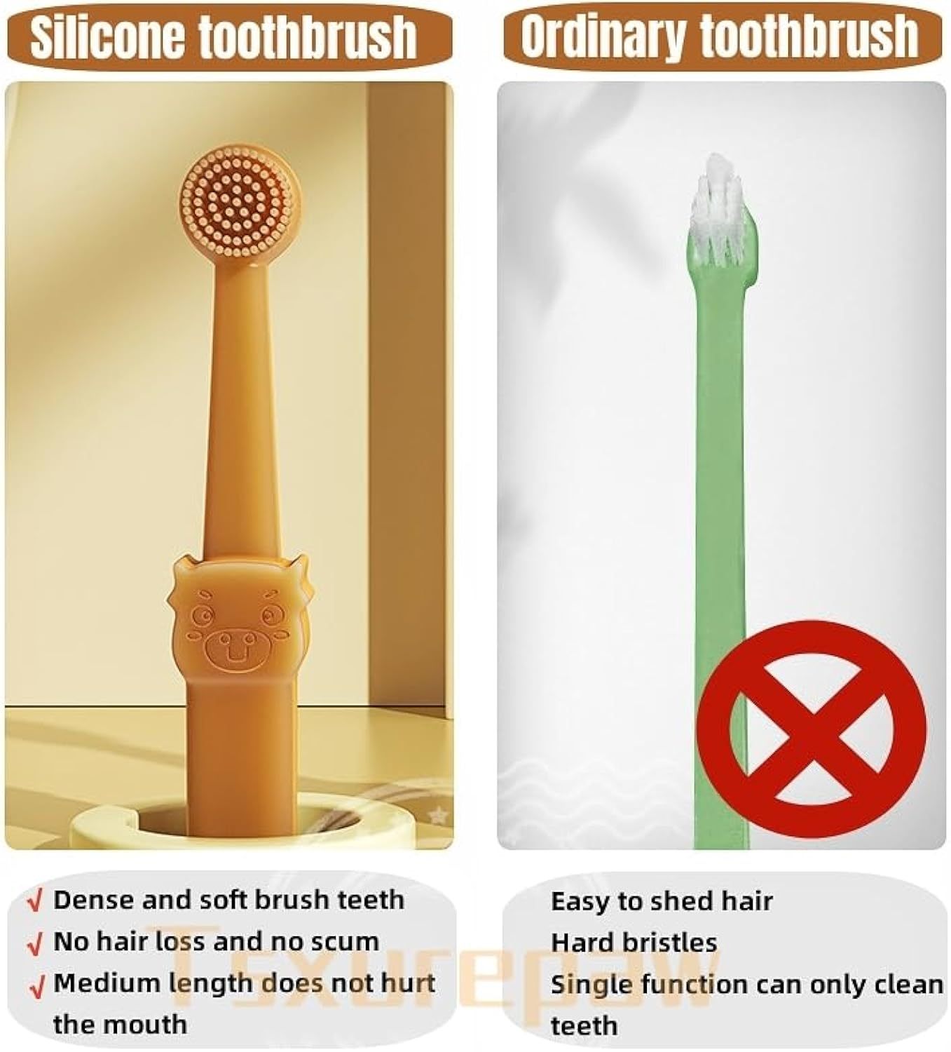 HKM-727507 360-Degree Silicone Dog and Cat Toothbrush with Tongue Cleaner and Storage Cup for Effective Dental Care