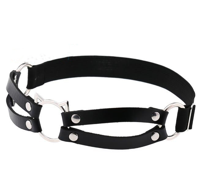HKM-690963 Elasticity Harness Heart Leg Chain Garter Belt for Women with Spike Detail, Available in Black and Unique Designs