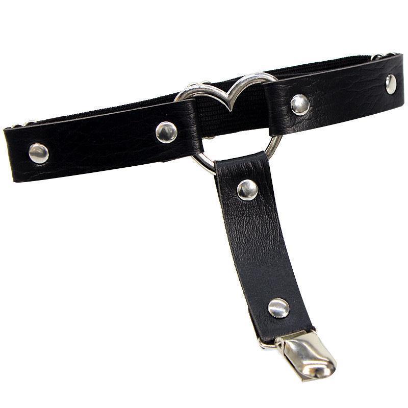 HKM-690963 Elasticity Harness Heart Leg Chain Garter Belt for Women with Spike Detail, Available in Black and Unique Designs