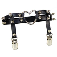 HKM-690963 Elasticity Harness Heart Leg Chain Garter Belt for Women with Spike Detail, Available in Black and Unique Designs