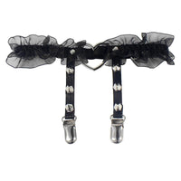 HKM-690963 Elasticity Harness Heart Leg Chain Garter Belt for Women with Spike Detail, Available in Black and Unique Designs