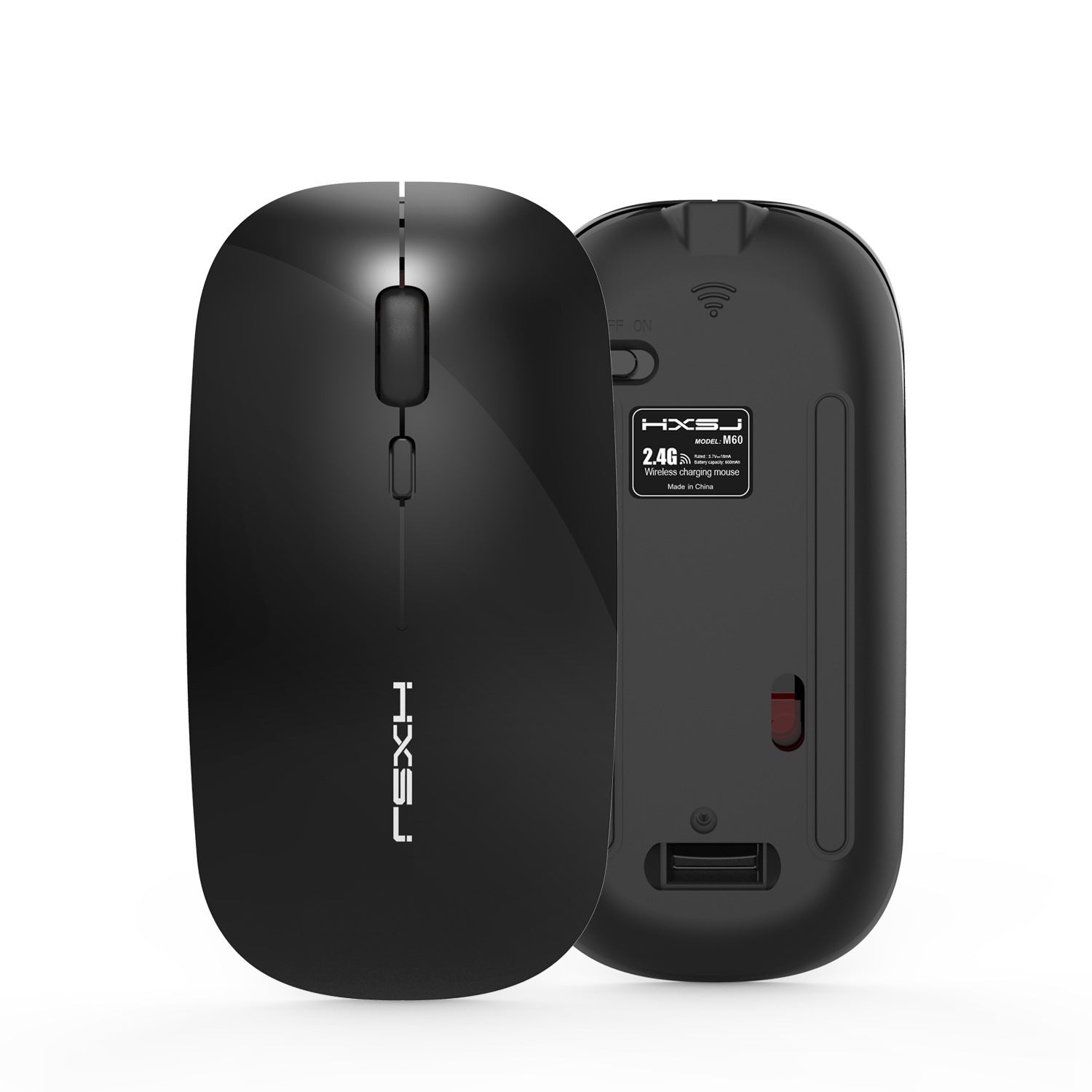 KTX-547475 Rechargeable Wireless Mouse M60 - Ergonomic Design, 2.4GHz Connection, 800-1600 DPI, ABS Material, Mute Operation, Black