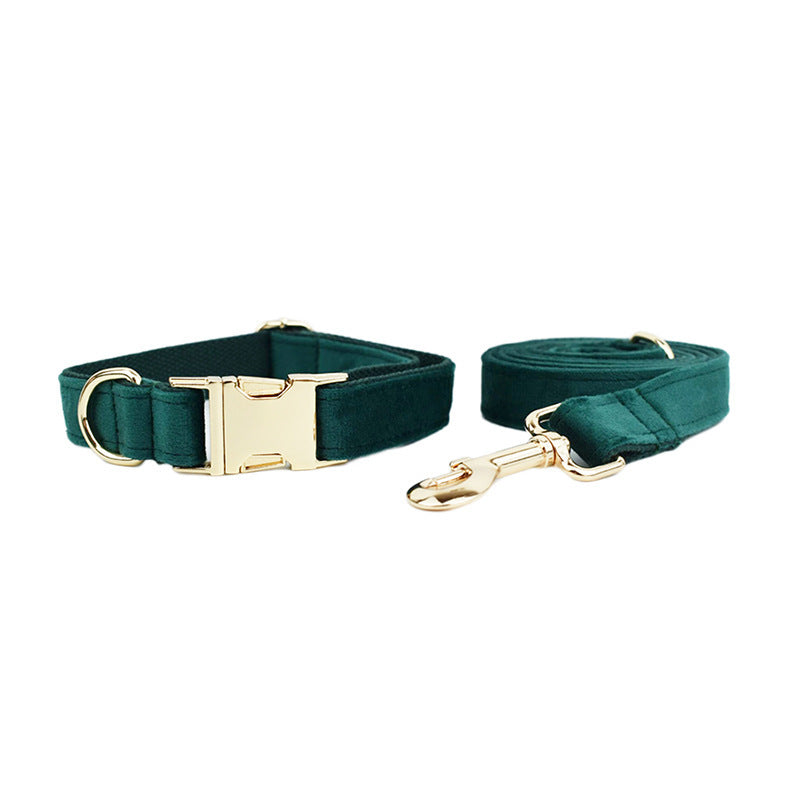 HKM-992915 Velvet Pet Collar with Matching Traction Rope and Bow Tie Set