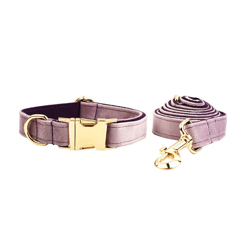 HKM-992915 Velvet Pet Collar with Matching Traction Rope and Bow Tie Set
