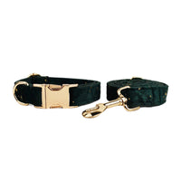 HKM-992915 Velvet Pet Collar with Matching Traction Rope and Bow Tie Set