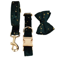 HKM-992915 Velvet Pet Collar with Matching Traction Rope and Bow Tie Set