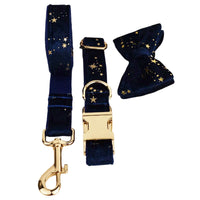HKM-992915 Velvet Pet Collar with Matching Traction Rope and Bow Tie Set
