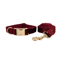 HKM-992915 Velvet Pet Collar with Matching Traction Rope and Bow Tie Set