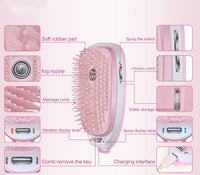 HKM-837843 Electric Head Massage Comb with Cold Spray and Anti-Static Hair Care Function, Lithium Battery, Pink Color