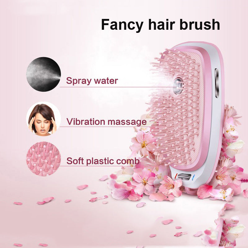KTX-837843 Electric Head Massage Comb with Cold Spray and Anti-Static Hair Care Function, Lithium Battery, Pink Color