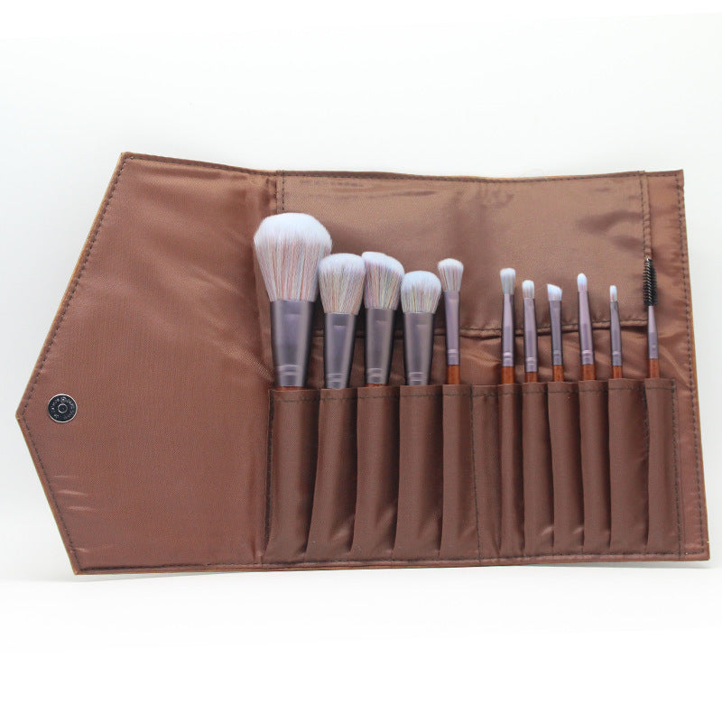HKM-772947 Portable Man-Made Fiber Hair Makeup Brush with Wooden Handle - 18cm Length