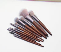 HKM-772947 Portable Man-Made Fiber Hair Makeup Brush with Wooden Handle - 18cm Length