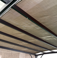 HKM-285843 Outdoor HDPE Sun Shade Canopy Cover with Grommets - 13' x 7.7', Brown