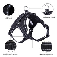HKM-547667 Adjustable LED Dog Collar with Reflective Strips and Control Handle, Waterproof Oxford Material