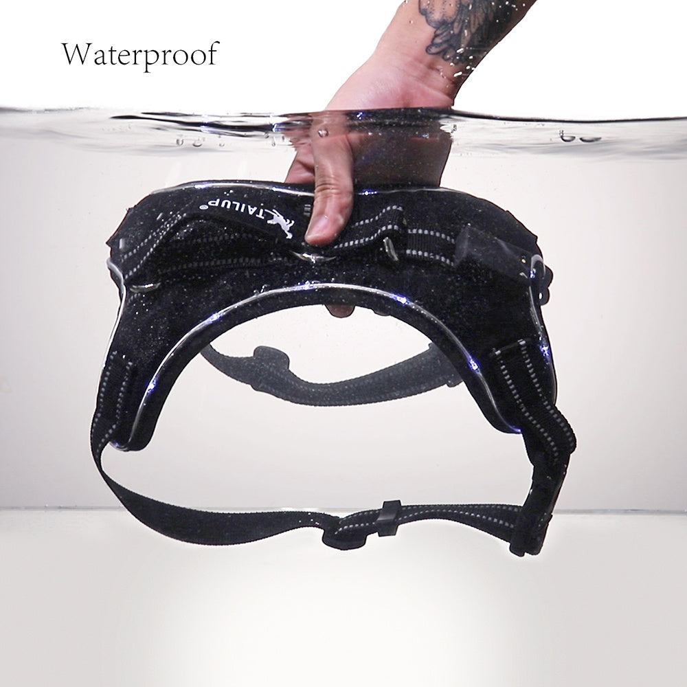 HKM-547667 Adjustable LED Dog Collar with Reflective Strips and Control Handle, Waterproof Oxford Material