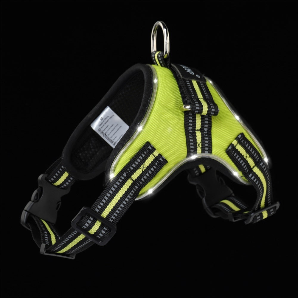 HKM-547667 Adjustable LED Dog Collar with Reflective Strips and Control Handle, Waterproof Oxford Material